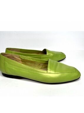 Classic Women's Lime Green Leather Loafers